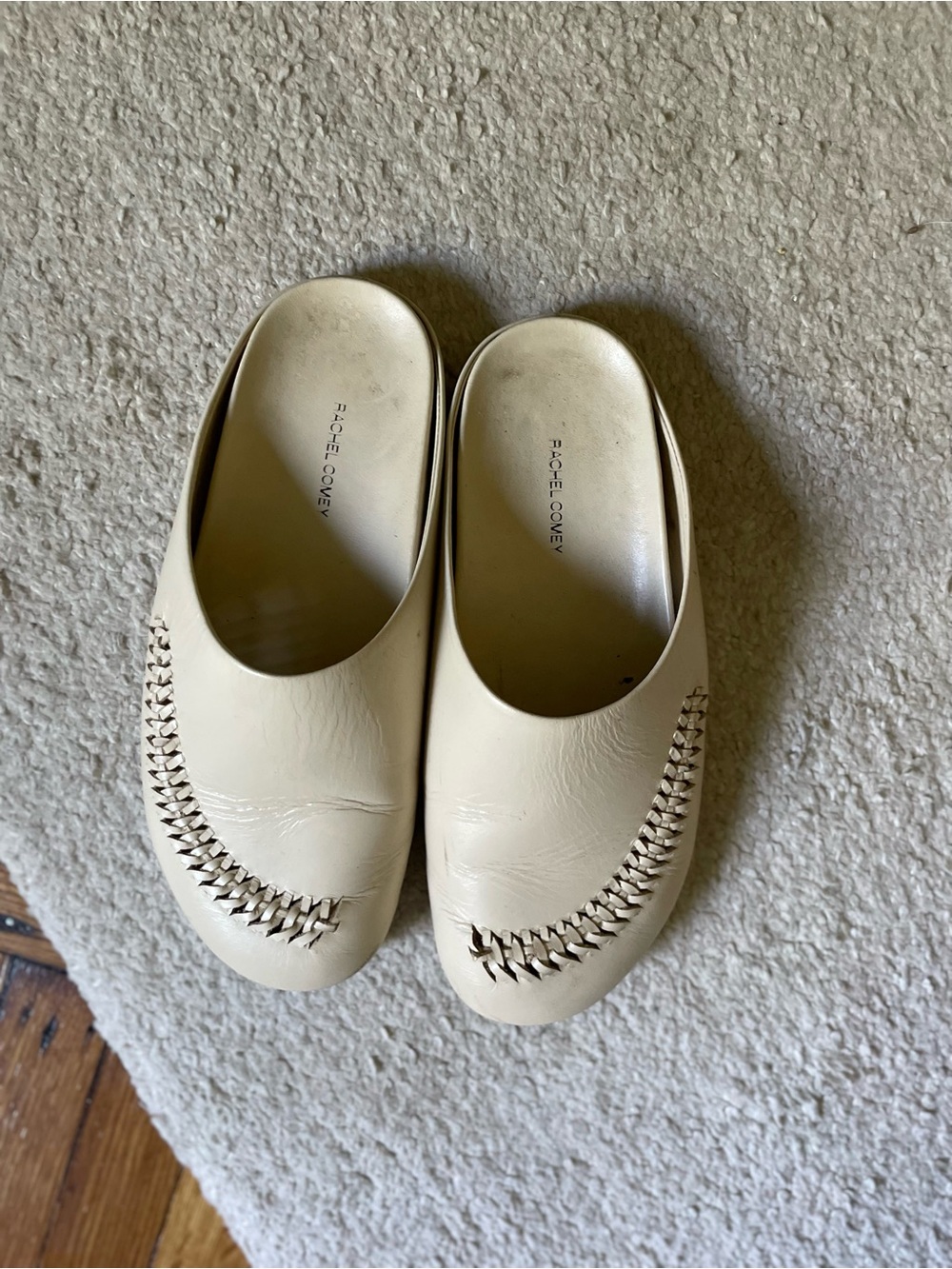 Rachel Comey Cream Woven Leather Slip-On Mules - Picture 2 of 3